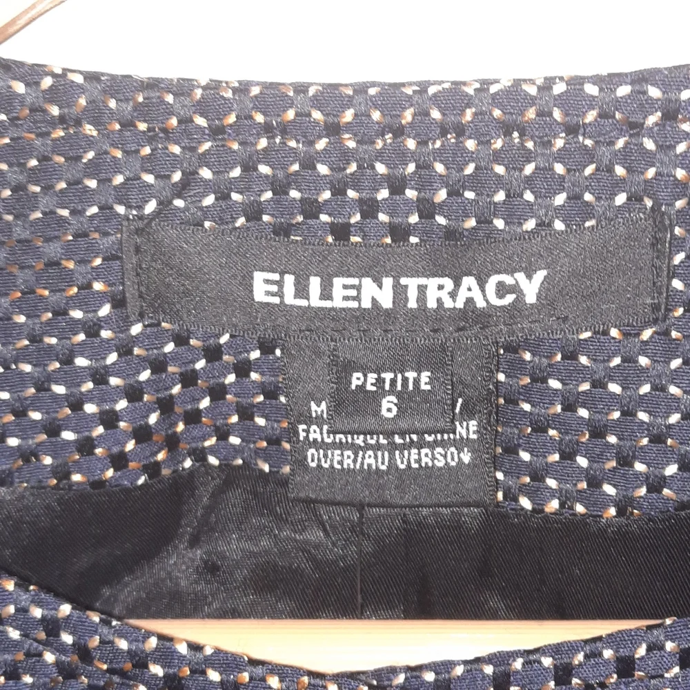 ELLEN TRACY Wool Blend Blazer Matte Bronze Gold Black Grey Woven Office $548 6P - Picture 7 of 10